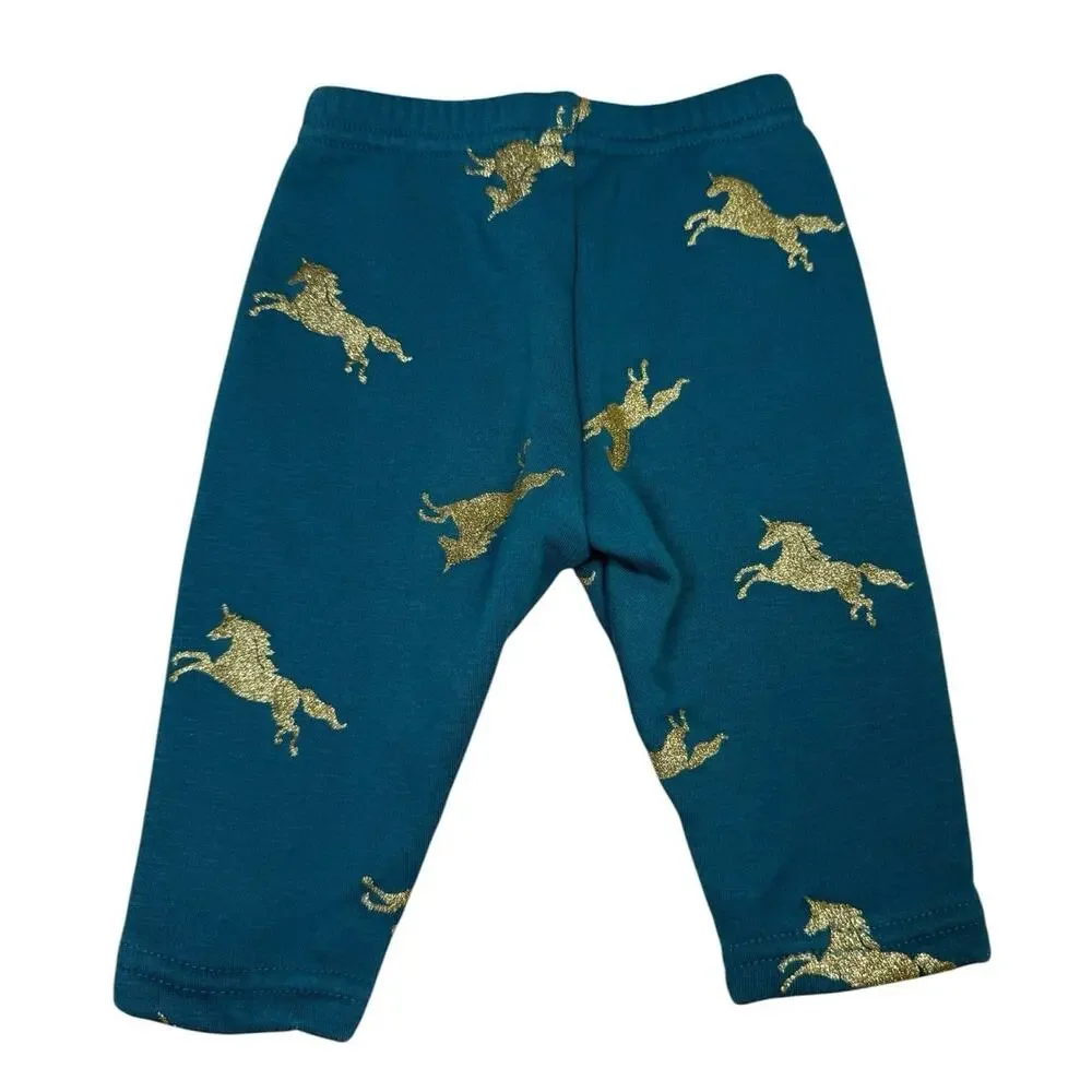 NWOT Carter's Sweatpants Baby Girl Unicorns Green 6 Months